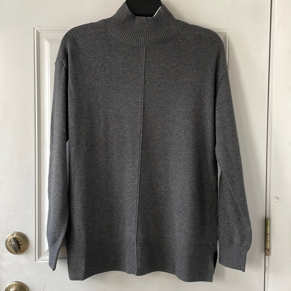 Karen Scott Women's Cotton Seam-Front Mock Neck Sweater, Small